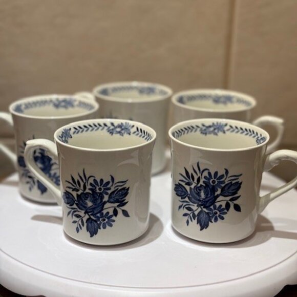 Vintage J & G Meakin England 1950's Dresden Blue Tea Cups/Mugs Set of 5 - Picture 4 of 9